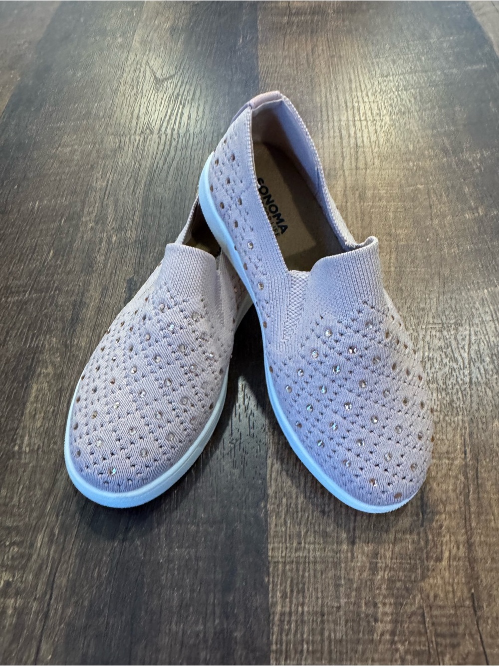 Girls Sonoma mauve Slip-On Knit Sneakers with rhinestones